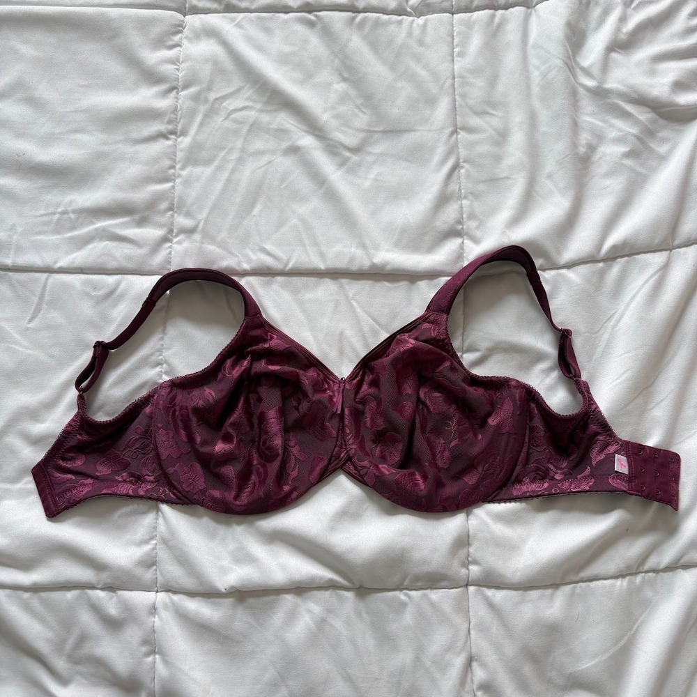 Wacoal Awareness Underwire Bra 85567 Burgundy Floral Jacquard Womens 32G
